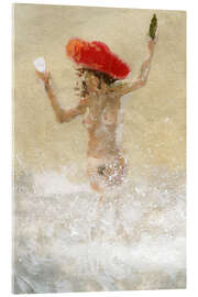 Tableau en verre acrylique Girl in the waves