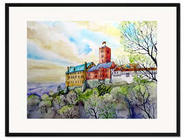 Gerahmter Kunstdruck Blick auf die Wartburg