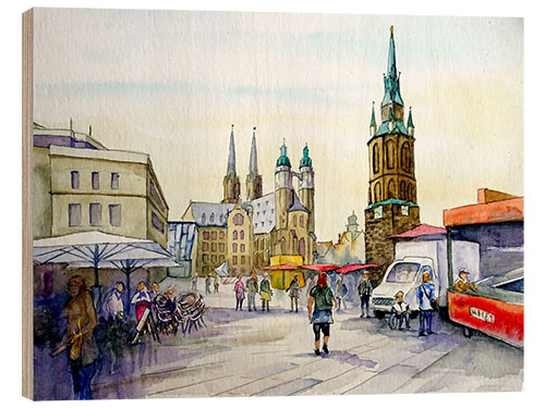 Cuadro de madera Market Square in Halle (Saale), Germany