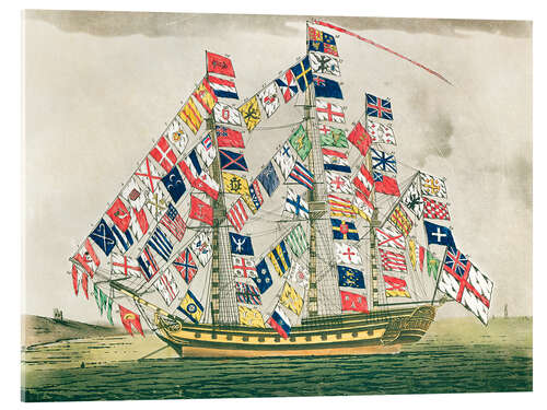 Acrylic print A King's Ship dressed with the colours of different nations, 1794