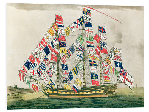 Foam board print A King's Ship dressed with the colours of different nations, 1794