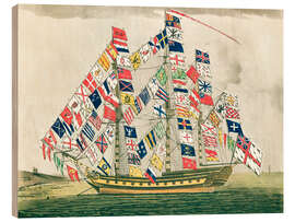 Wood print A King's Ship dressed with the colours of different nations, 1794 - English School