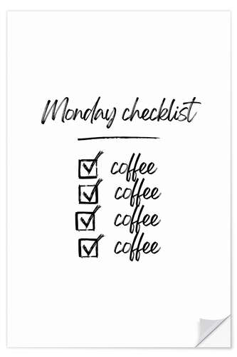 Självhäftande poster Monday Coffee Checklist