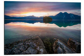 Alubild Sonnenuntergang am Walchensee