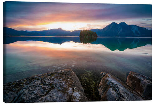 Tableau sur toile Sunset at Walchensee