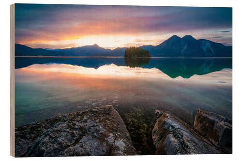 Trätavla Sunset at Walchensee