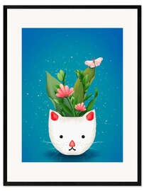 Ingelijste kunstdruk Kitty-Cat Flowerpot