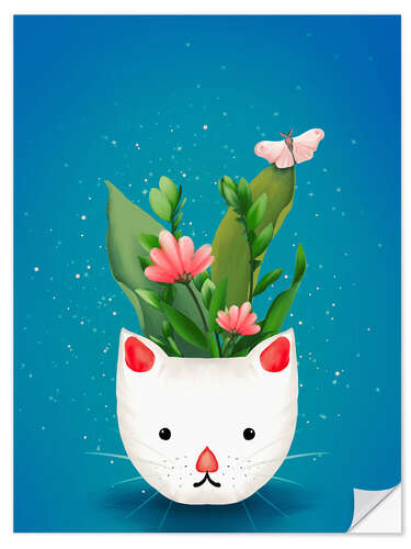 Selvklebende plakat Kitty-Cat Flowerpot