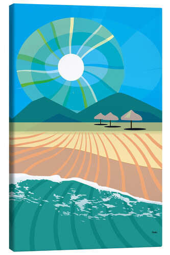 Canvas print Tropical Beach with Palapas