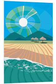 Hartschaumbild Tropischer Strand mit Palapas