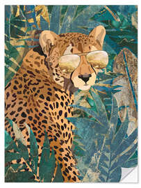 Selvklebende plakat Jungle Cheetah with golden Sunglasses