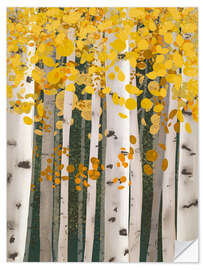 Selvklebende plakat Autumn Birch Forest