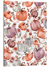 Tableau en aluminium Autumn Pumpkin Pattern