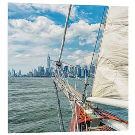 Hartschaumbild Mit dem Segelboot in der Bucht vor NYC I