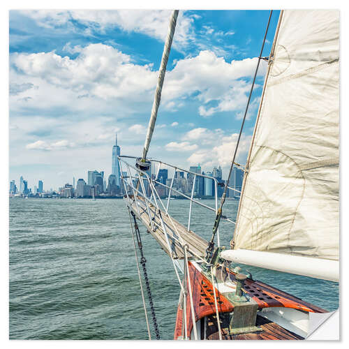 Muursticker With the Sailboat in the Bay of NYC I