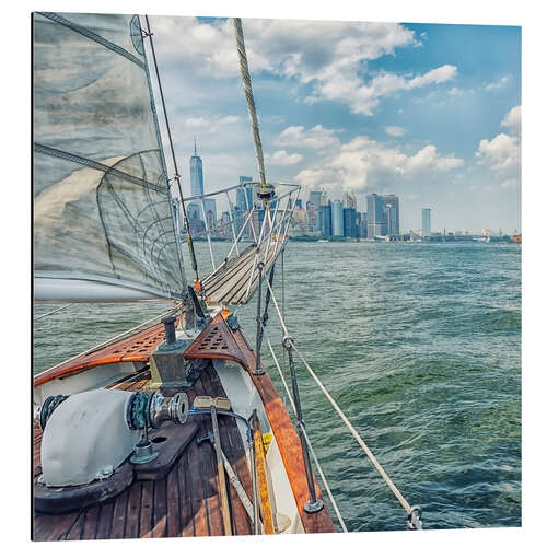 Tableau en aluminium With the Sailboat in the Bay of NYC II