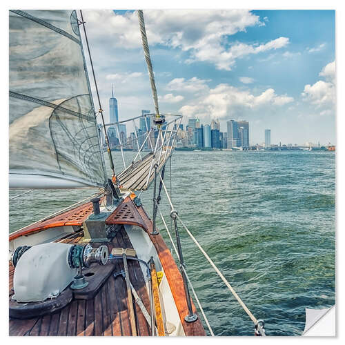 Autocolante decorativo With the Sailboat in the Bay of NYC II