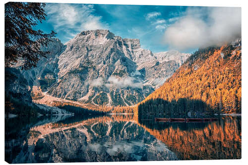 Tableau sur toile Autumn in Braies, Dolomites