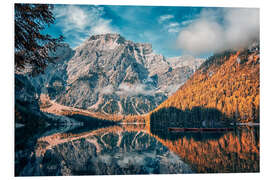 Stampa su PVC Autumn in Braies, Dolomites