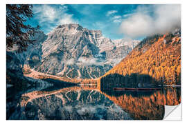 Wall sticker Autumn in Braies, Dolomites