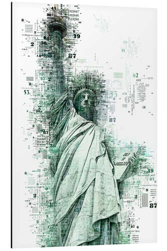 Print på aluminium Numbers - NYC Statue of Liberty