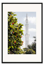 Gerahmter Kunstdruck Weiße Moschee - Minarett von Dubai