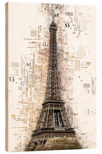 Wood print Numbers - Paris Eiffel Tower