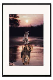 Gerahmter Kunstdruck Dream Big - Kleine Katze wird zum Löwen