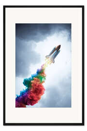 Gerahmter Kunstdruck Ein bunter Raketenstart