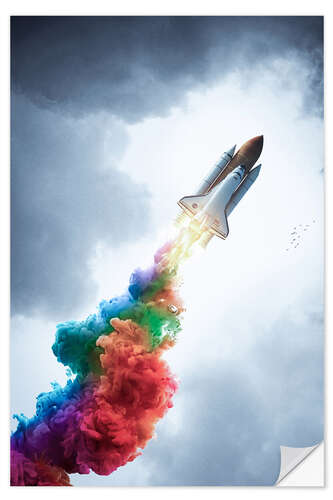 Självhäftande poster Colourful Rocket Launch