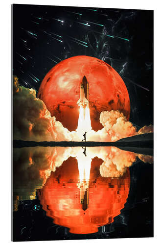 Gallery print Rocket Launch in front of red Planet Mars