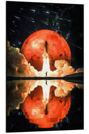 Magnettafel Raketenstart vor dem roten Planeten Mars