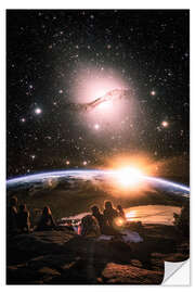 Selvklebende plakat Picnic in Space