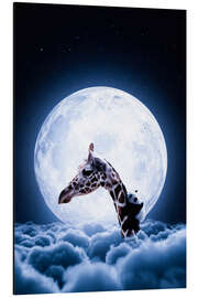 Magnettafel Giraffe und Panda über den Wolken