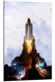 Magnettafel Raketenstart mit Galaxien-Rauch