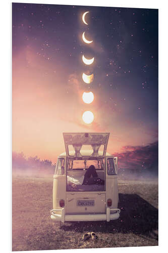 Foam board print Hippie Bus and Phases of the Moon