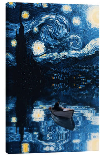 Canvas print With the Boat through the Starry Night