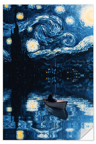 Sisustustarra With the Boat through the Starry Night