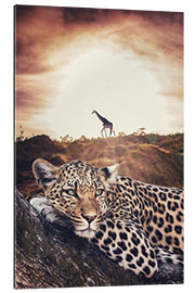 Galleriataulu Leopard and Giraffe in the African Savanna