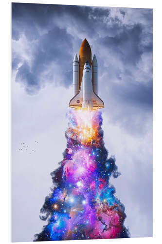 Foam board print Rocket Launch with Glitter Smoke