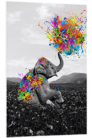 Hartschaumbild Ein Elefant, der mit Farben spielt - Gen Z