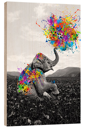 Obraz na drewnie An Elephant plays with Colours