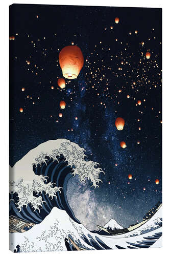 Tableau sur toile The Big Wave under the Lantern Sky