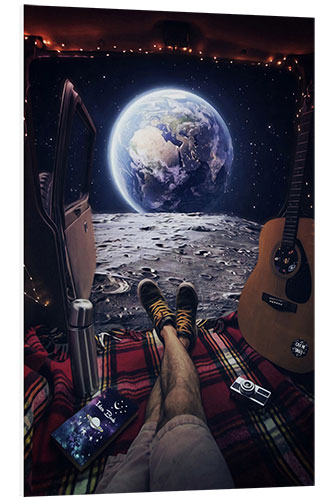 Quadro em PVC Admiring the Earth in a Van on the Moon