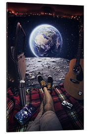 Gallery print Admiring the Earth in a Van on the Moon