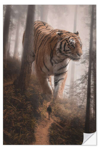 Selvklebende plakat Encounter with the Big Tiger