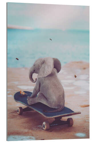 Gallery print Little Elephant rides a Skateboard