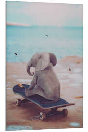 Magnettafel Kleiner Elefant fährt Skateboard