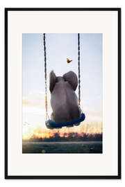 Gerahmter Kunstdruck Kleiner Elefant schaukelt