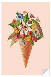 Selvklebende plakat Botanical Pink Ice Cream